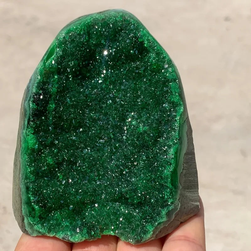 Crystal & Gemstone Green Geode Quartz Cluster — 200-300g Natural Stone Decor Craft — view 2 of crystal & gemstone
