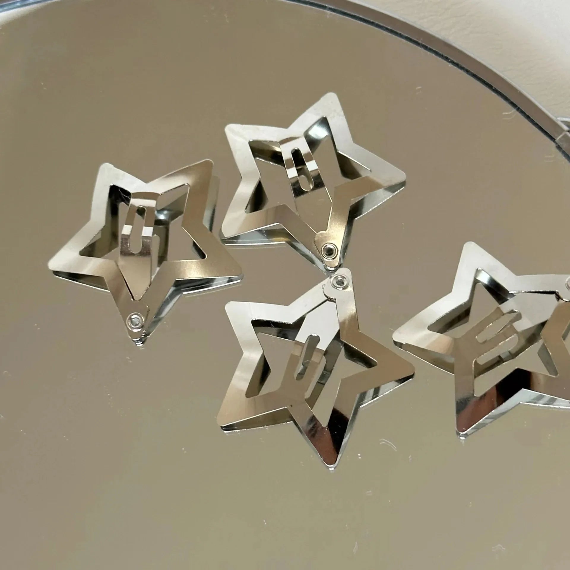 10/25/50/100/200pcs Silver Star Hair Clips for Girl Y2k Filigree Star Metal Snap Clip Hairpins Barrettes Hair Accessories — view 5 of product