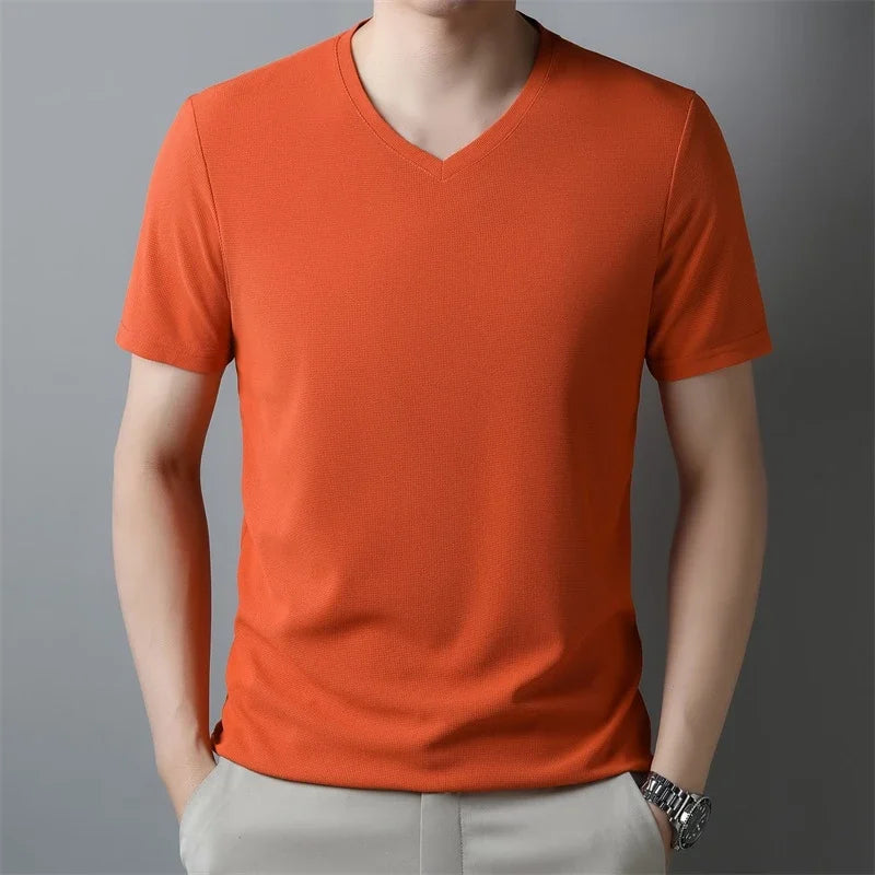 Men's Waffle Knit V-Neck Short-Sleeve T-Shirt — view 9 of t-shirts