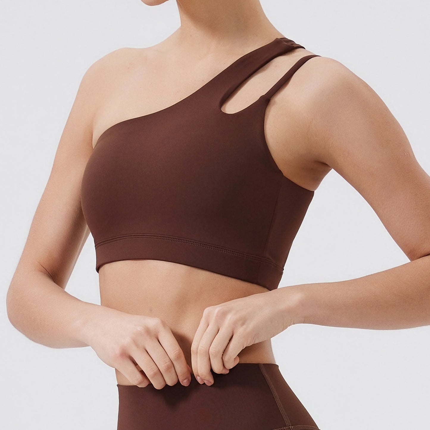 One-Shoulder Push-Up Sports Bra — Shockproof Breathable Gym Yoga Running Vest — view 3 of sports bras