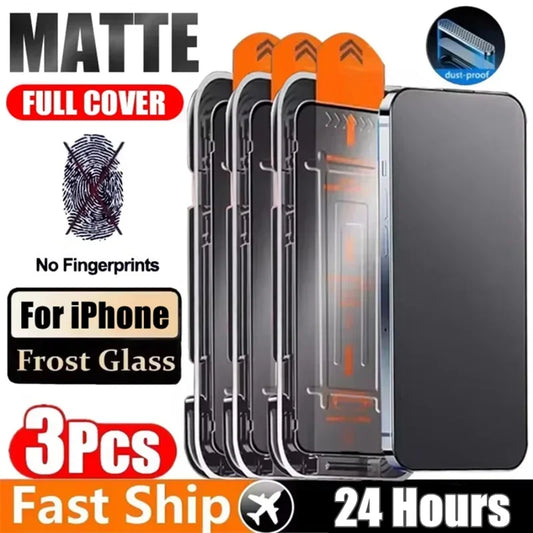 3Pcs Oleophobic Matte Screen Protector for iPhone 11-17 Pro Max Anti-Glare — view 1 of screen protectors