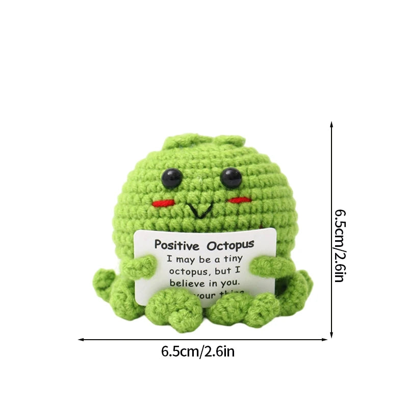 Home Decor Hand-Woven Crochet Ornament — Funny Vegetable Animal Doll with Hugging Card, Positive Energy Desk Accent & Gift