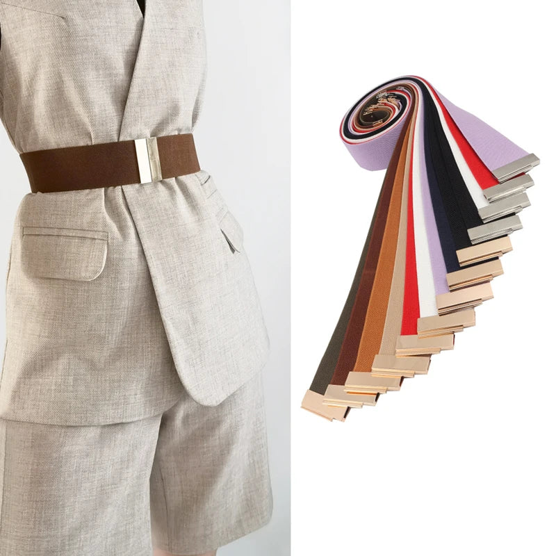 Belts Wide Elastic Women's Waist Belt — Cinch Coat & Dress Belt with Buckle — view 2 of belts