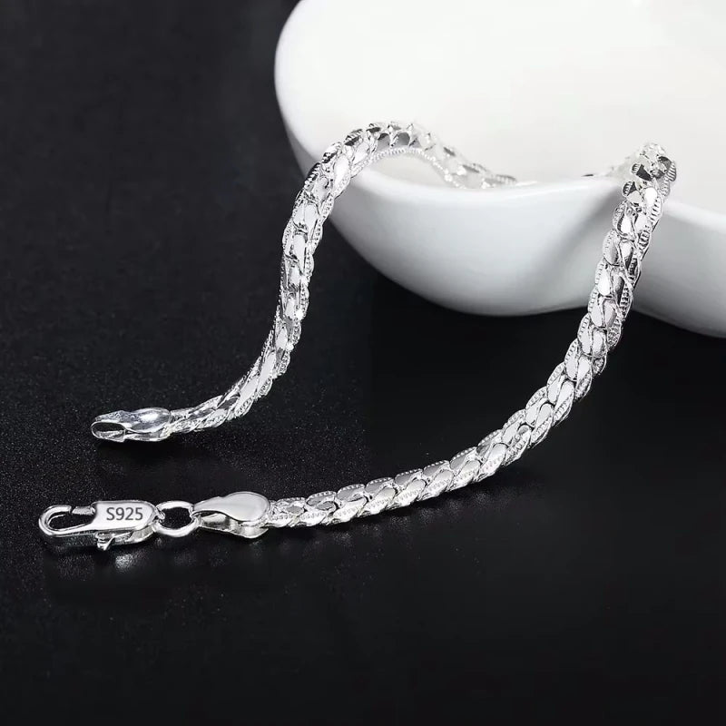 Unisex 18K Gold & 925 Sterling Silver Sideways Necklace — 6mm Fashion Chain Jewelry
