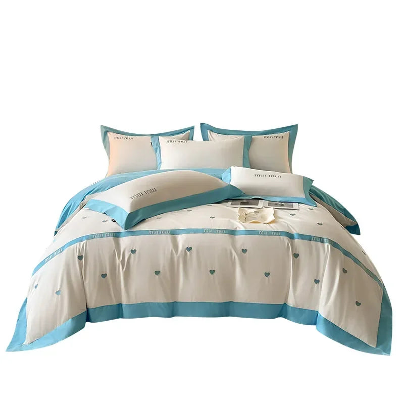 Luxury Mother & Baby Long-Staple Cotton Bedding Set – Four-Piece Embroidered Bed Sheet & Quilt Cover