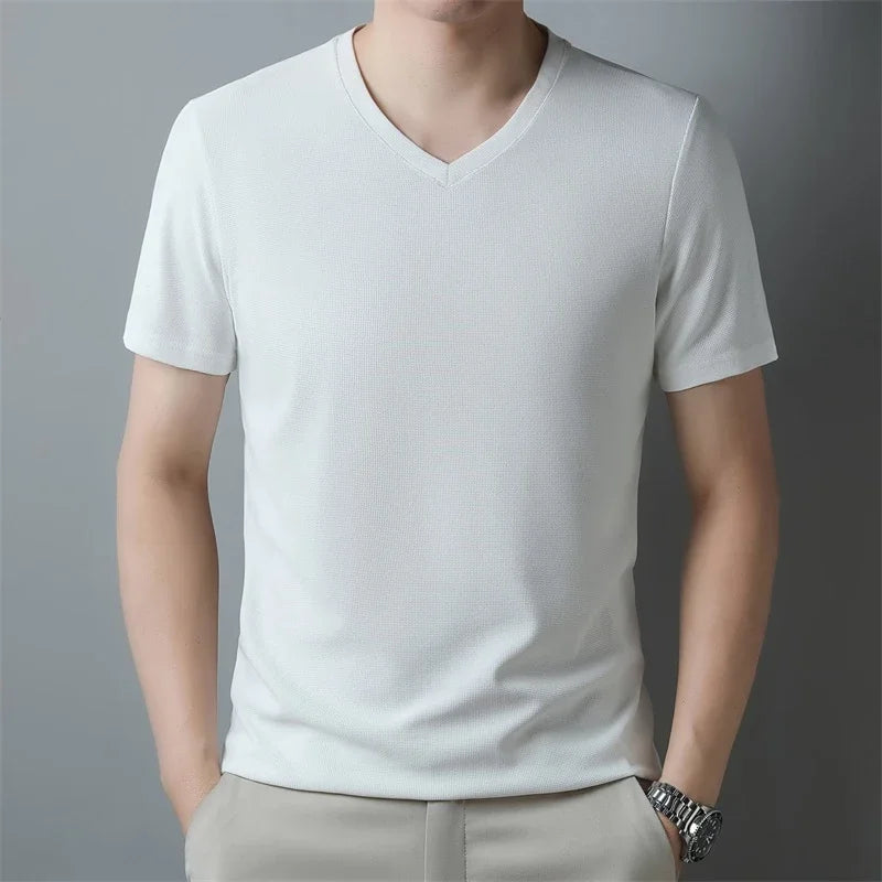 Men's Waffle Knit V-Neck Short-Sleeve T-Shirt — view 6 of t-shirts