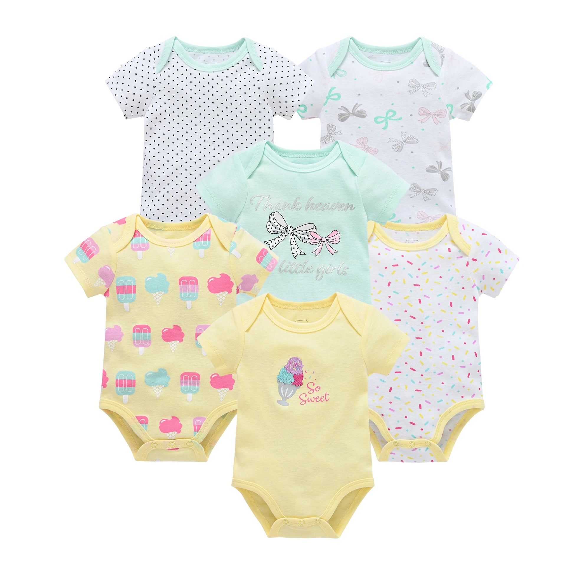 Baby Girls Cotton Bodysuit 3 & 6 Pack - Short Sleeve Newborn Onesies — view 17 of baby bodysuits