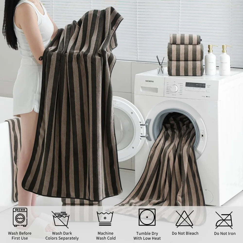 Bath Towels Family Set 18-Piece — Brown Cabana Stripe, 6 Bath Sheets + 6 Hand Towels + 6 Washcloths — view 6 of bath & towels
