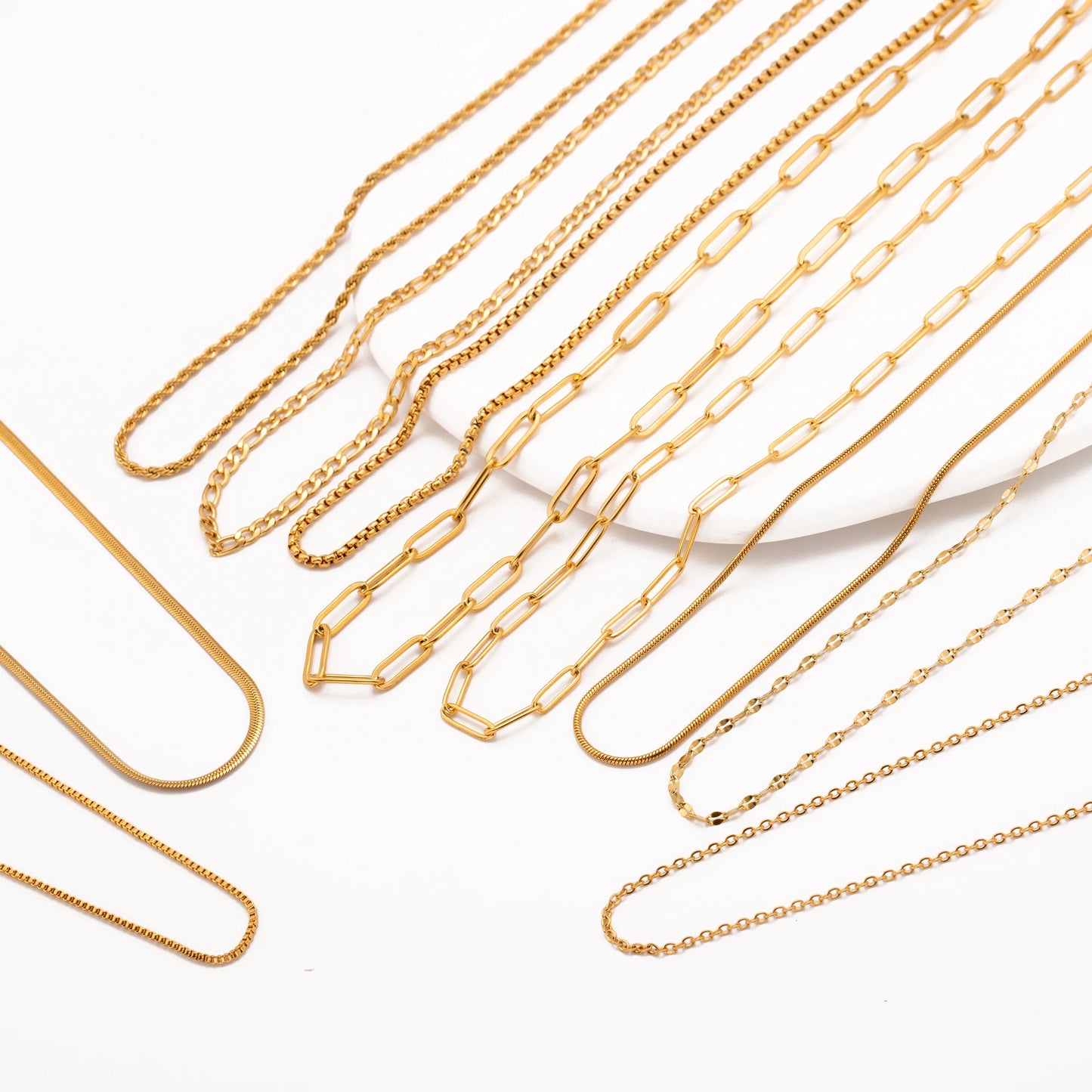 Unisex 5pc 18K Gold Cuba Cross Chain Necklace Set — PVD Plated Steel Jewelry — view 2 of jewelry