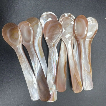 Natural Mother-of-Pearl Shell Spoons &mdash; 9-13cm Caviar, Coffee &amp; Dessert Seashell Teaspoons — view 1 of dining & tableware