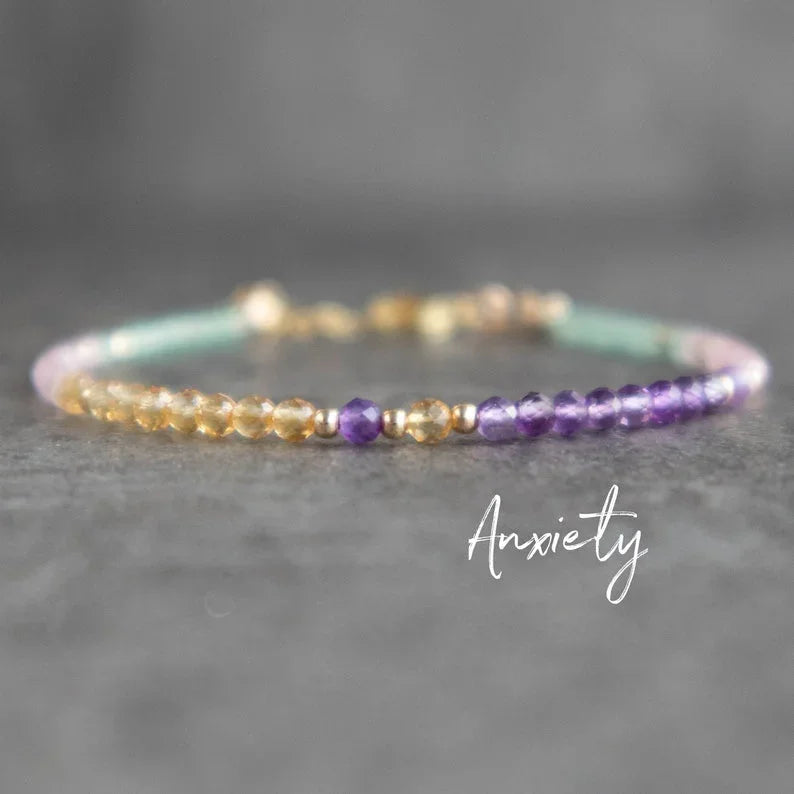 Crystal & Gemstone Anti-Anxiety Bracelet — Rose Quartz, Amethyst, Aventurine & Citrine Healing Beads — view 1 of bracelets