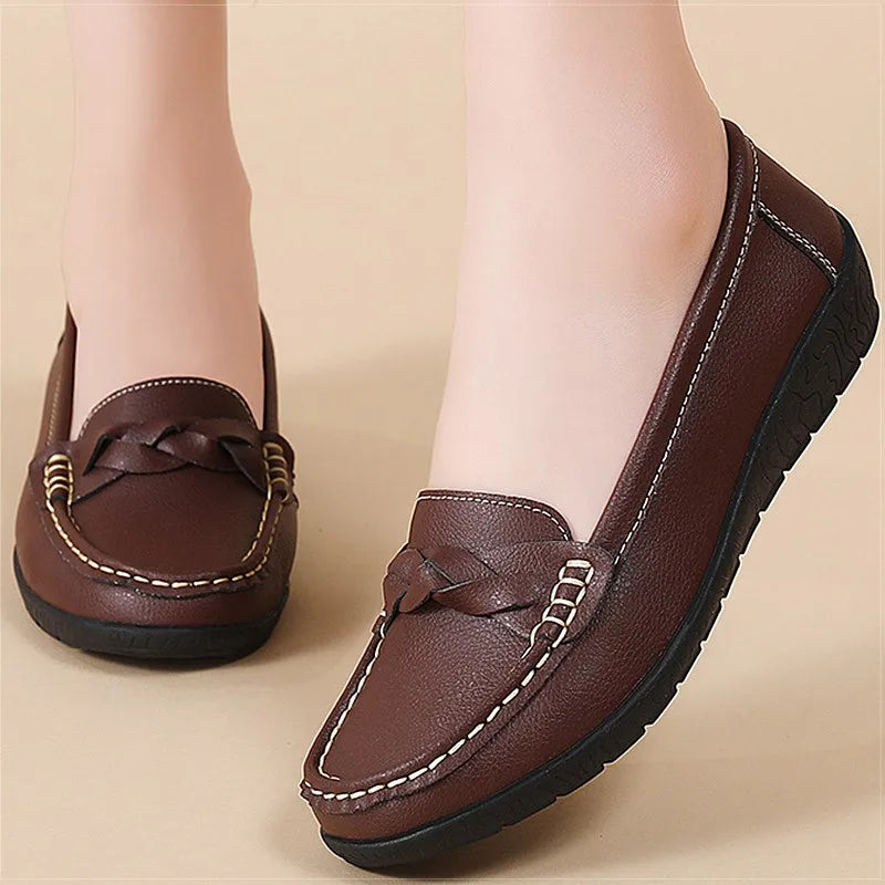 Flats & Ballet — White Leather Loafer Flats, Clean-Girl Aesthetic Trend Slip-Ons — view 2 of flats & ballet