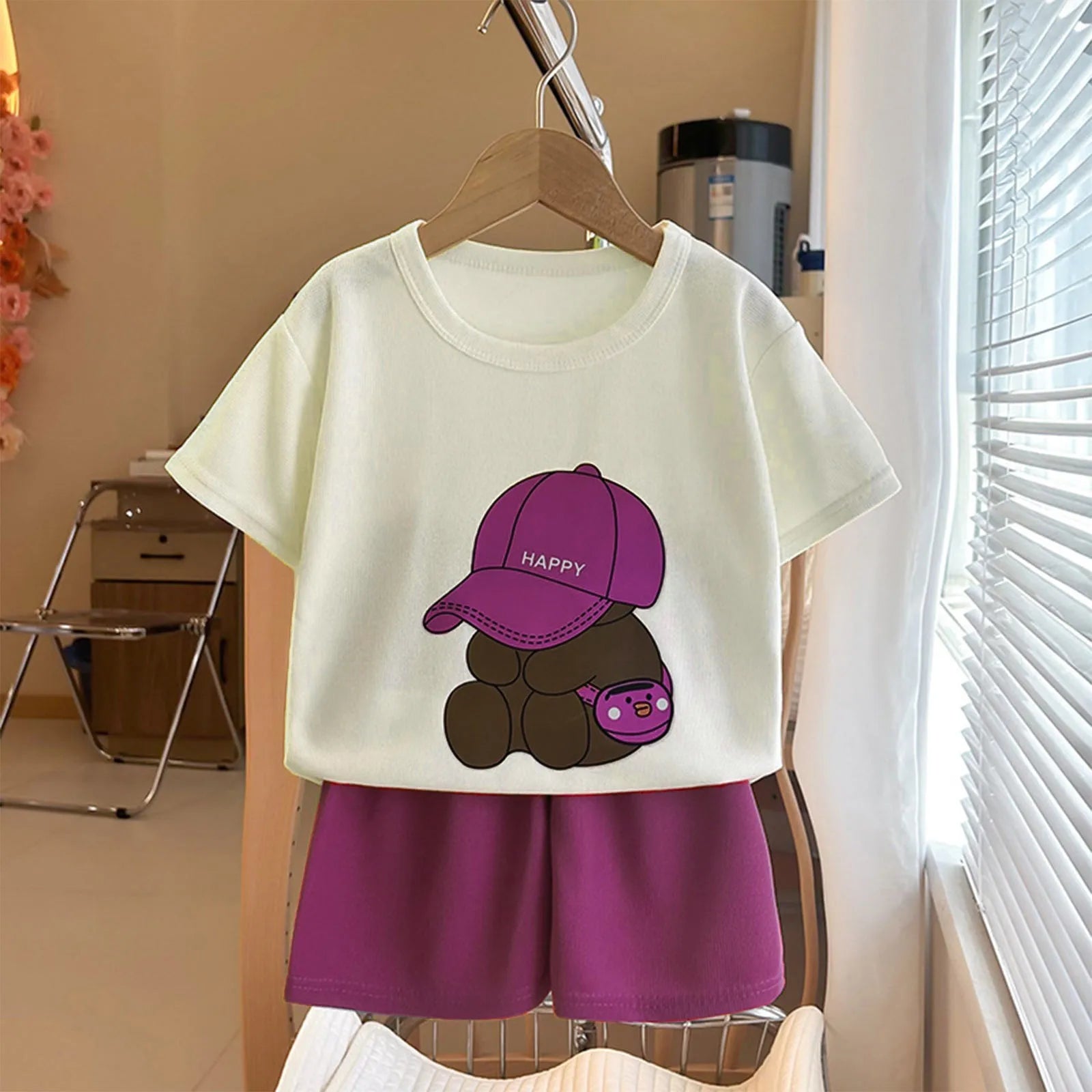 Boys Tracksuit 2-Piece Set - Bear Tee & Shorts Summer Outfit — view 11 of boys sets