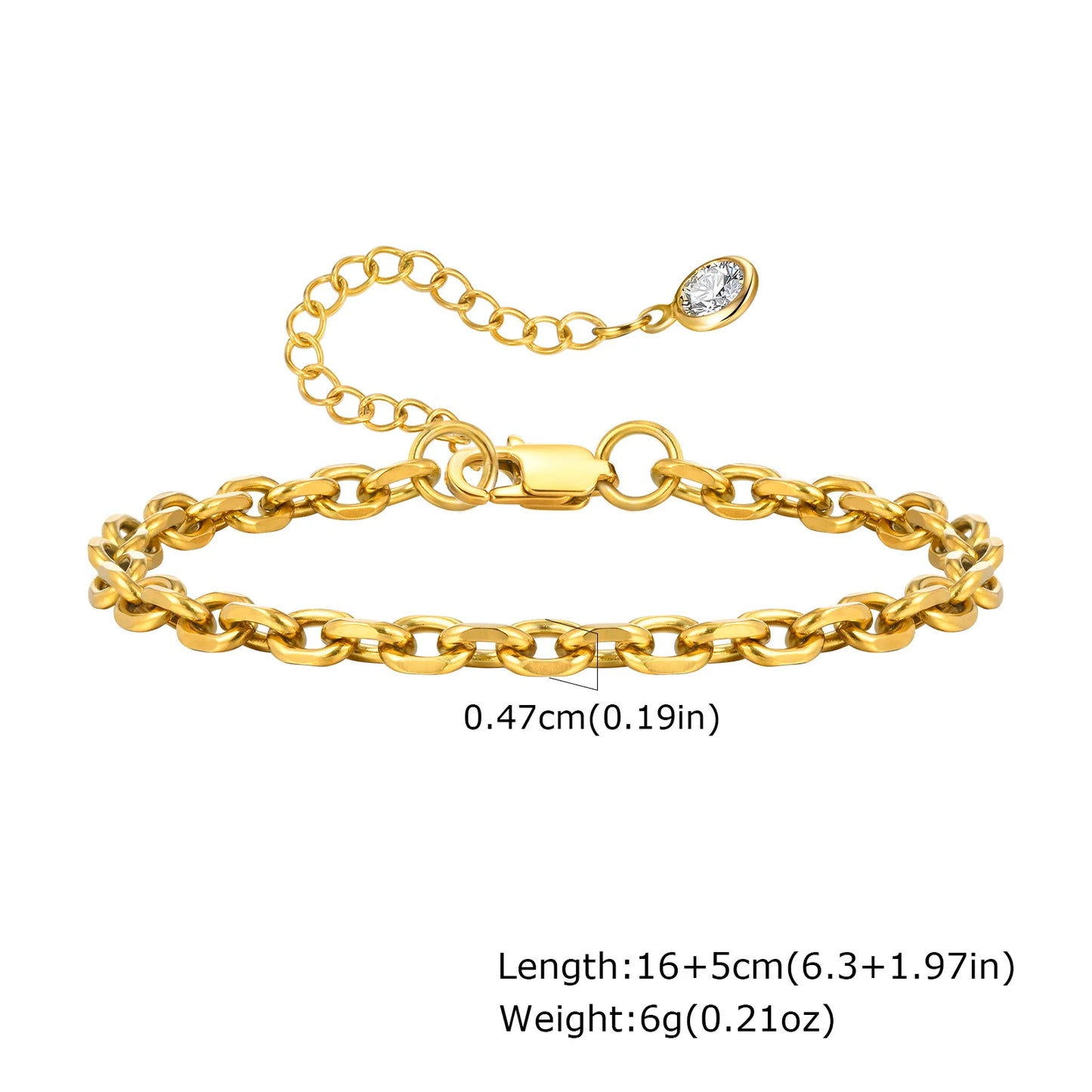 Women's Herringbone Chain Bracelet — Gold Plated Stackable Stainless Steel Jewelry