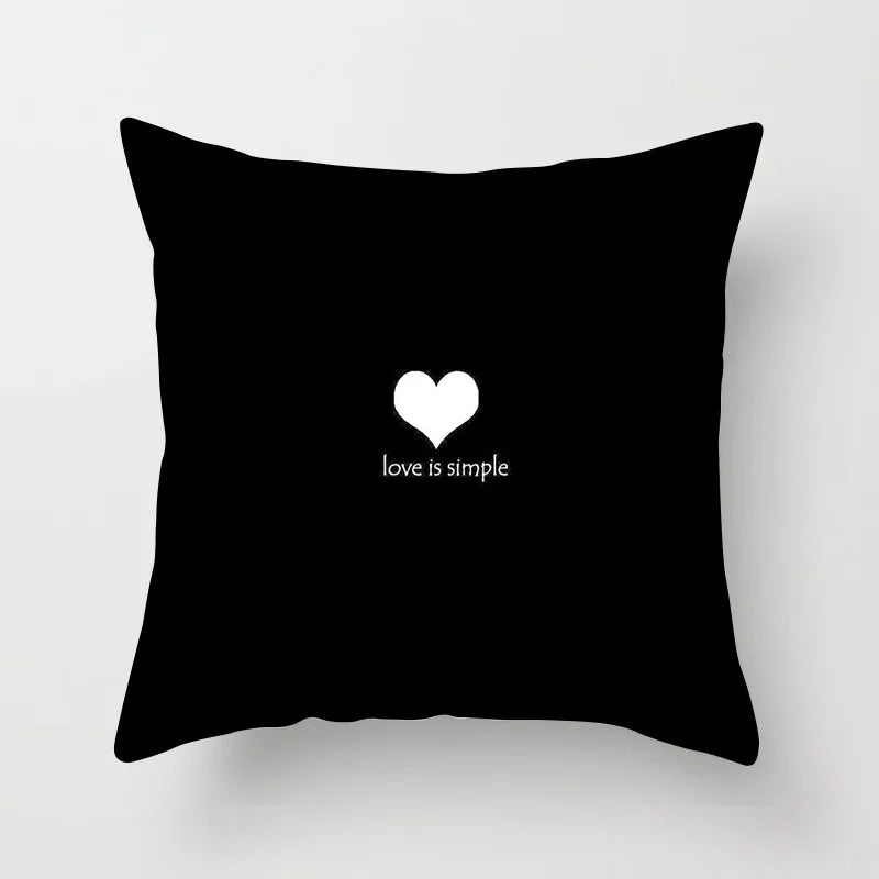 Black &amp; White Geometric Pillowcase &mdash; 45&times;45 cm Modern Sofa &amp; Office Cushion Cover