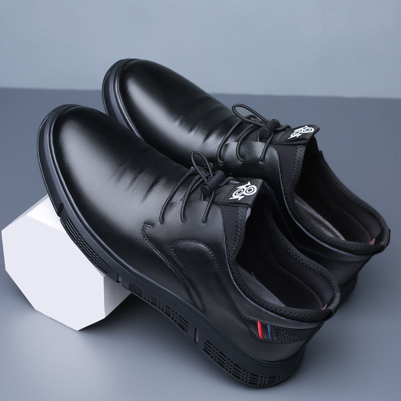 New Business Men's Casual Leather Shoes Breathable Platform Shoes