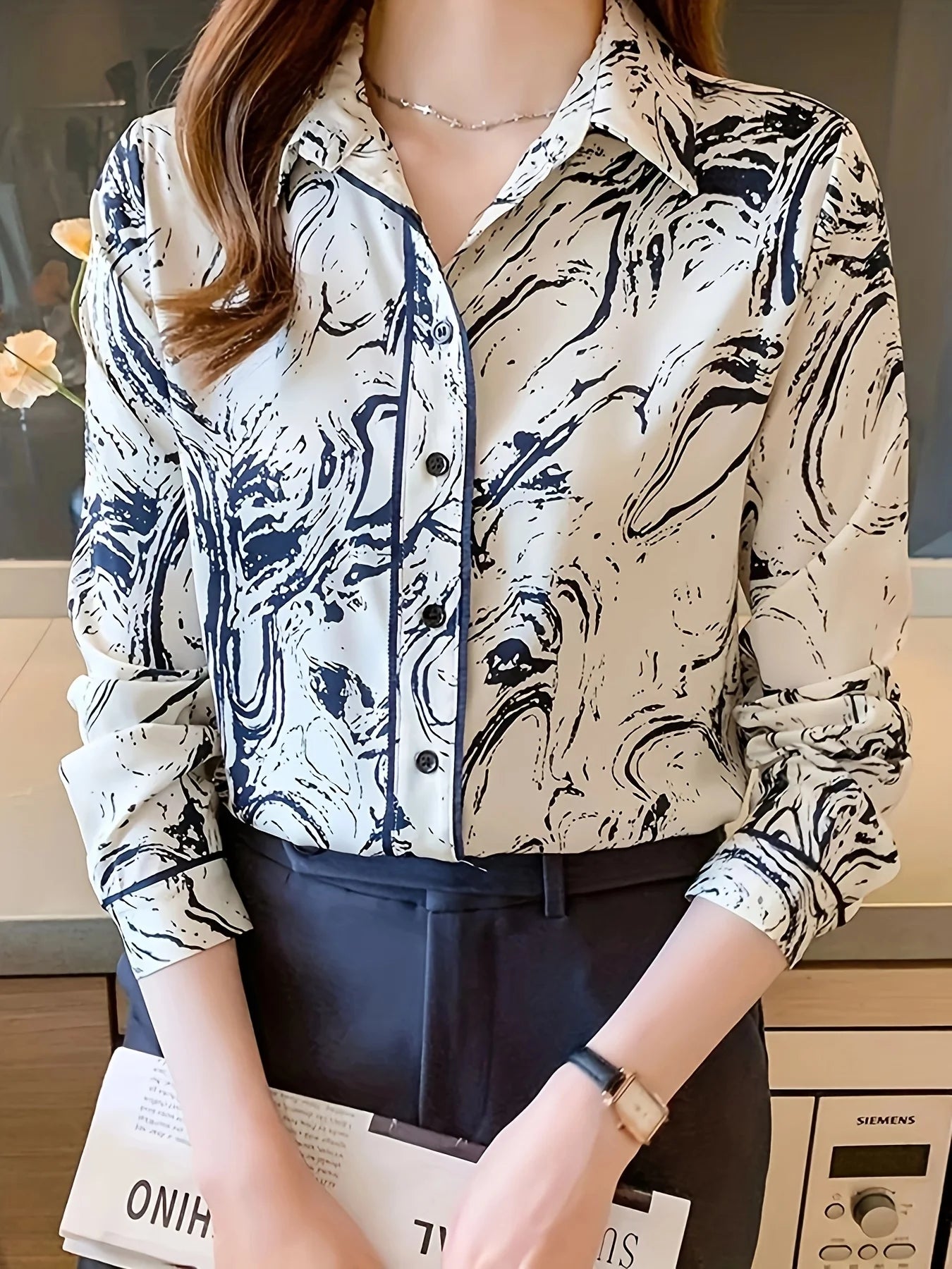 Fashion flower print shirts for ladies New elegant Women's Blouses 2024 Spring Summer Long Sleeve Button-Down Tops blusa mujer