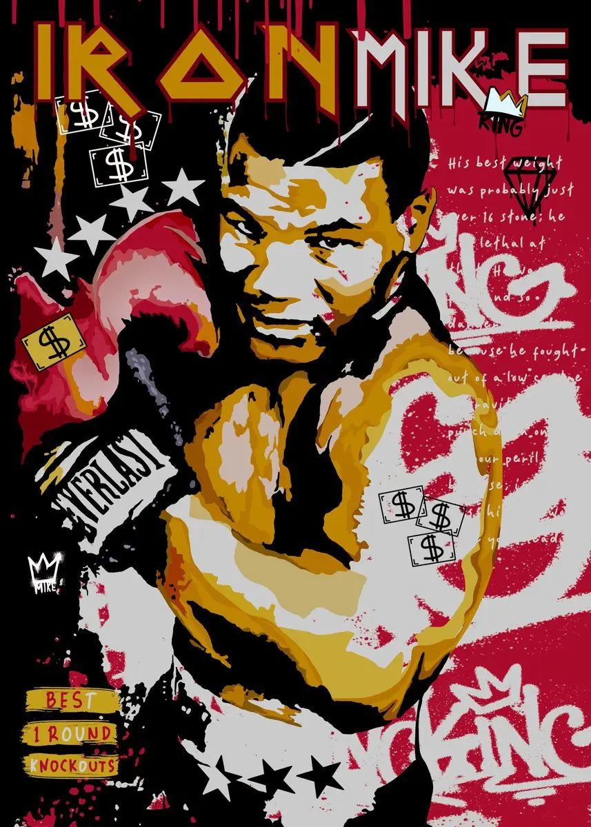 Home Decor Mike Tyson Boxing Graffiti Poster — Pop Canvas Wall Art, Boxer Legend Motivation — view 11 of home decor