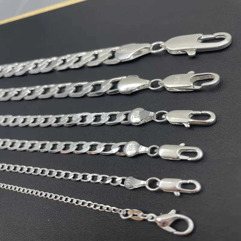 Men's 925 Sterling Silver Cuban Link Chain Necklace — 2-12mm Face Chain Jewelry — view 3 of jewelry