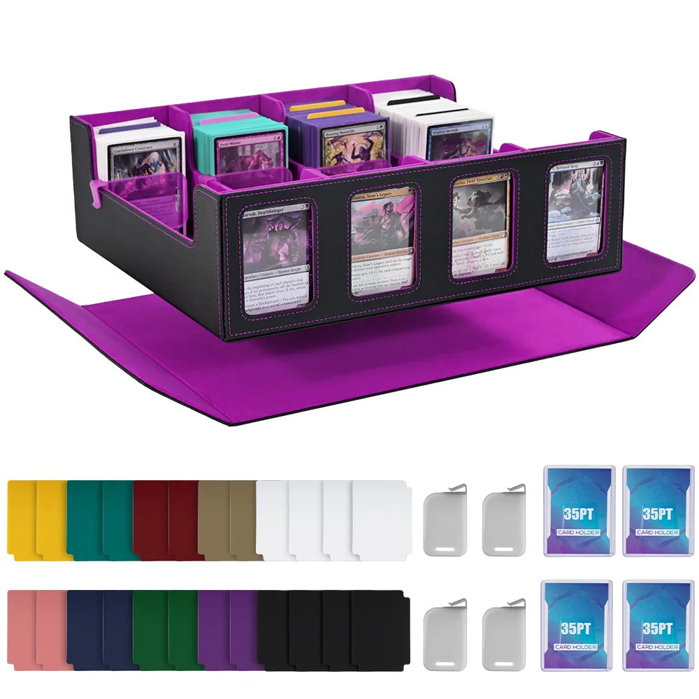 Trading Card Storage Box with Commander Display, 2400+ Deck Box for MTG with Removable Cover,  fits Magic TCG PTCG Sports Cards