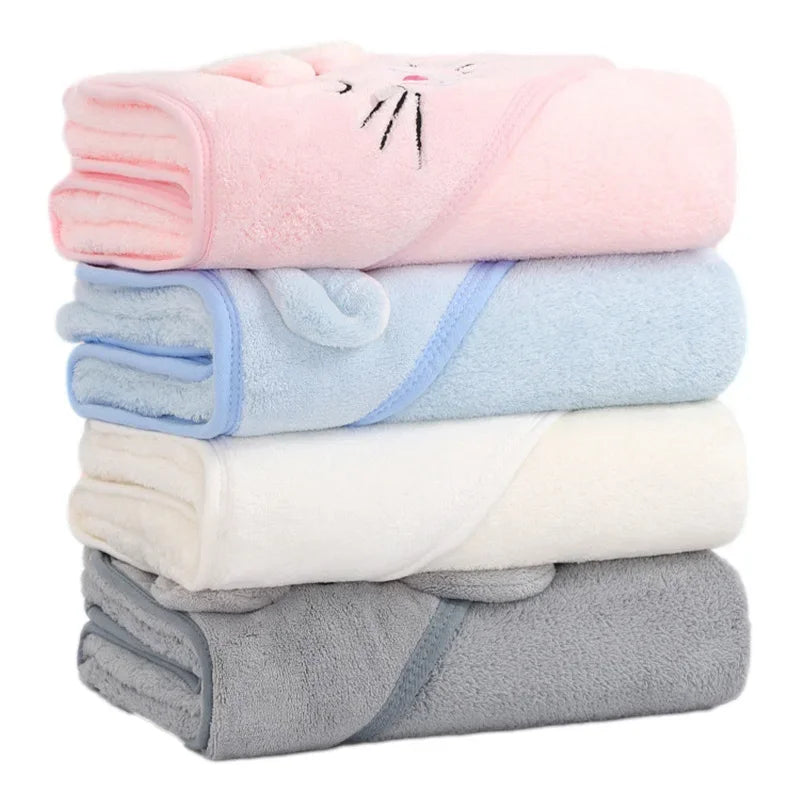 Cartoon Animal Hooded Baby Bath Towel - Soft Newborn Wrap Blanket — view 3 of baby bath