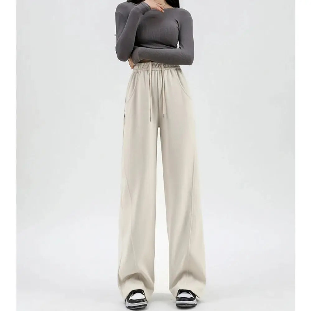 Solid Straight Tube Wide-legged Slim Loose Women's Trousers 2023 Autumn Y2k Fashion