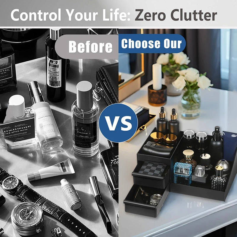 Storage Organizer Cosmetic Drawer Box — Perfume & Cologne Stand for Dresser Bathroom Countertop — view 4 of storage & organisation