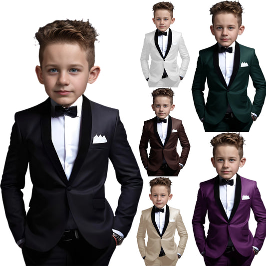 Suit For Boy Colorful Blazer Pant Sets 2 Piece Elegant Wedding Dress  3-16 Years Black Shawl Lapel Formal Set For Child