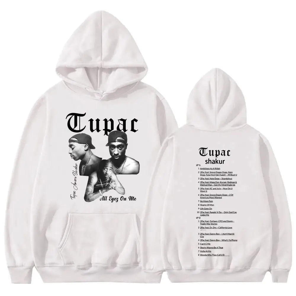 Rapper Tupac 2Pac Print Hip Hop Hoodies Men Woman Y2k Hoodie Streetwear Hooded Sweatshirts Pullovers Unisex Tracksuit Clothing