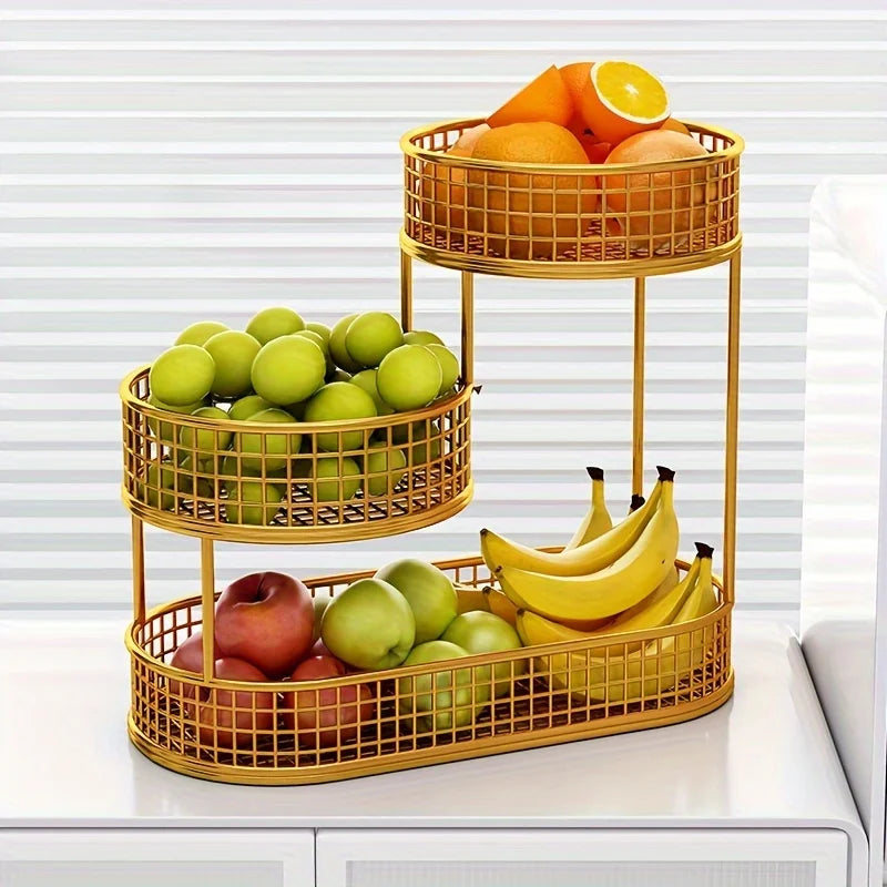 Stainless Steel Multi-Layer Fruit Basket &mdash; Elegant Round Display Rack for Kitchen &amp; Dining — view 5 of dining & tableware