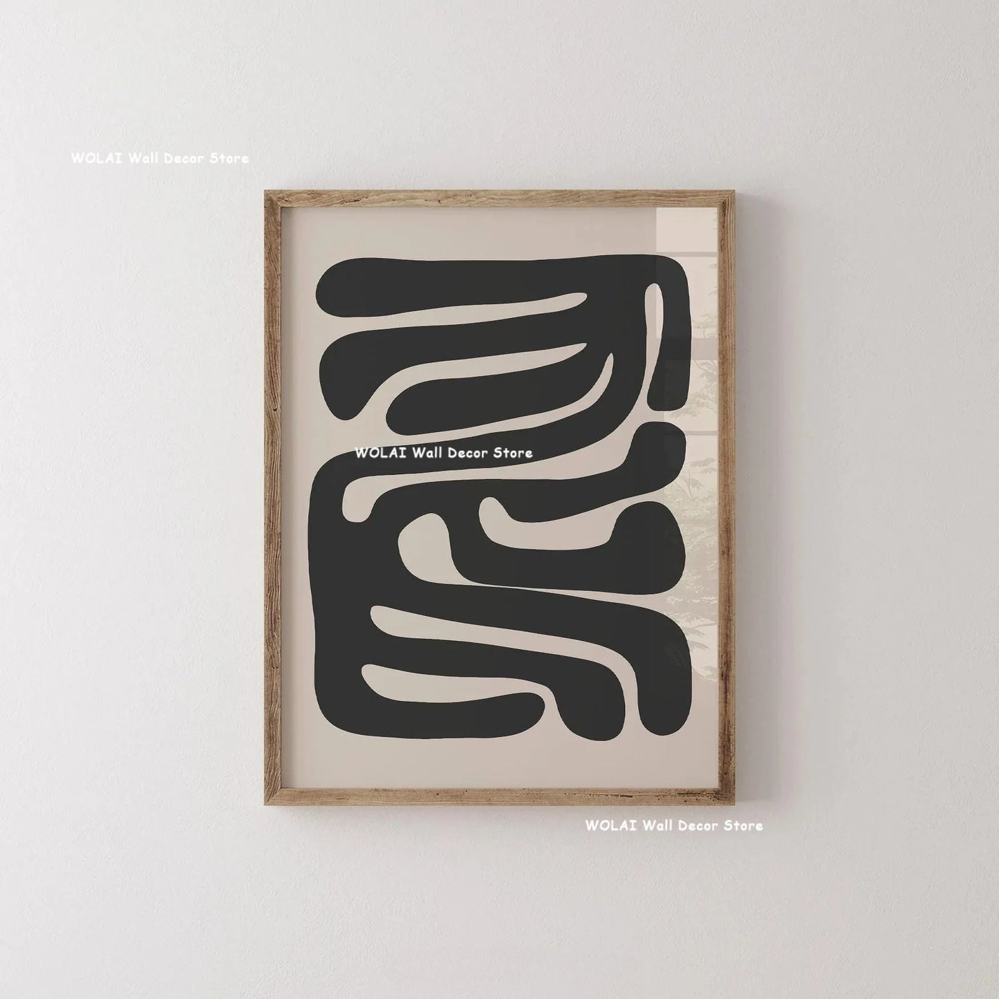 Abstract Moody Plant Canvas Poster — Mid-Century Beige & Black Floral Wall Art — view 7 of wall art & prints