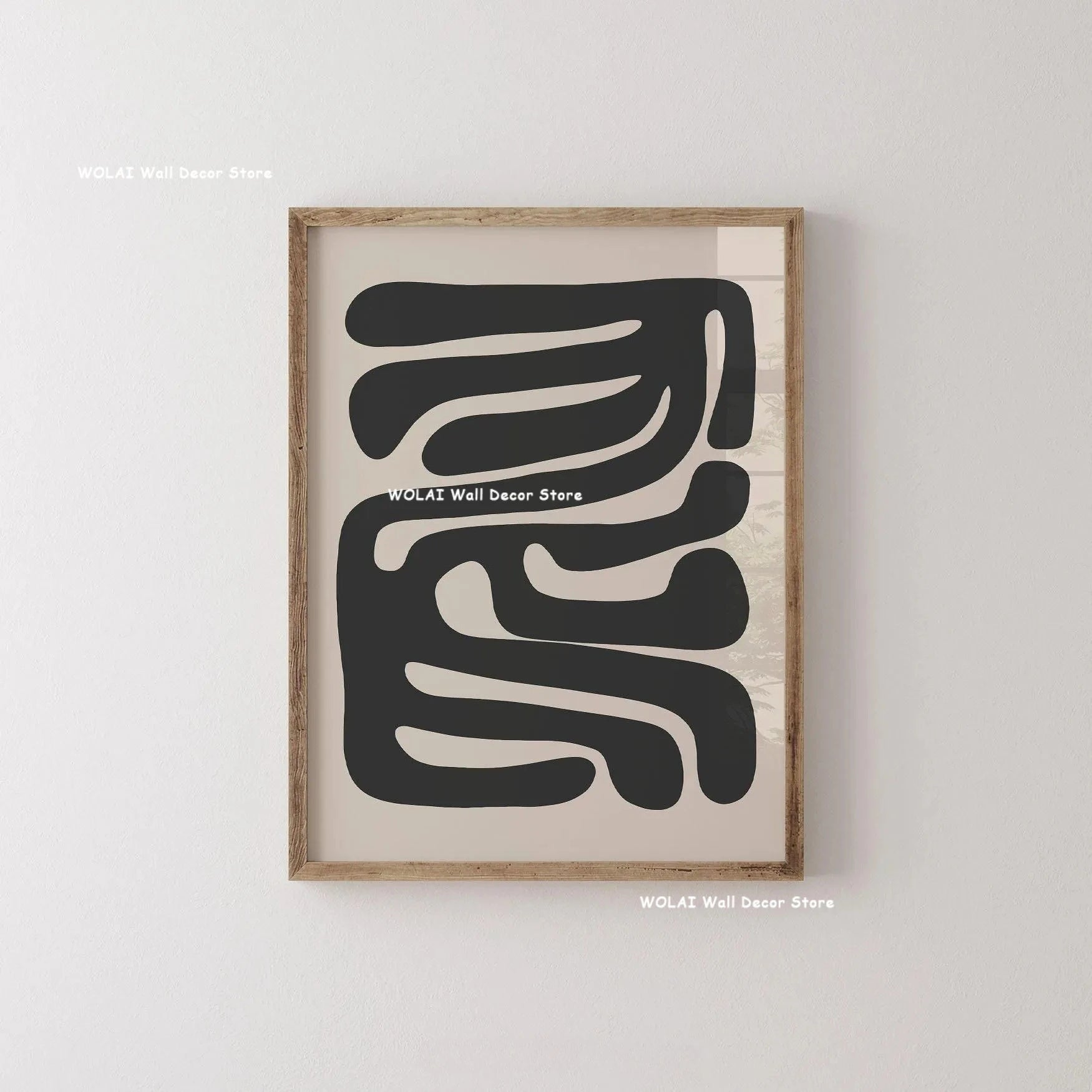 Abstract Moody Plant Canvas Poster — Mid-Century Beige & Black Floral Wall Art — view 7 of wall art & prints