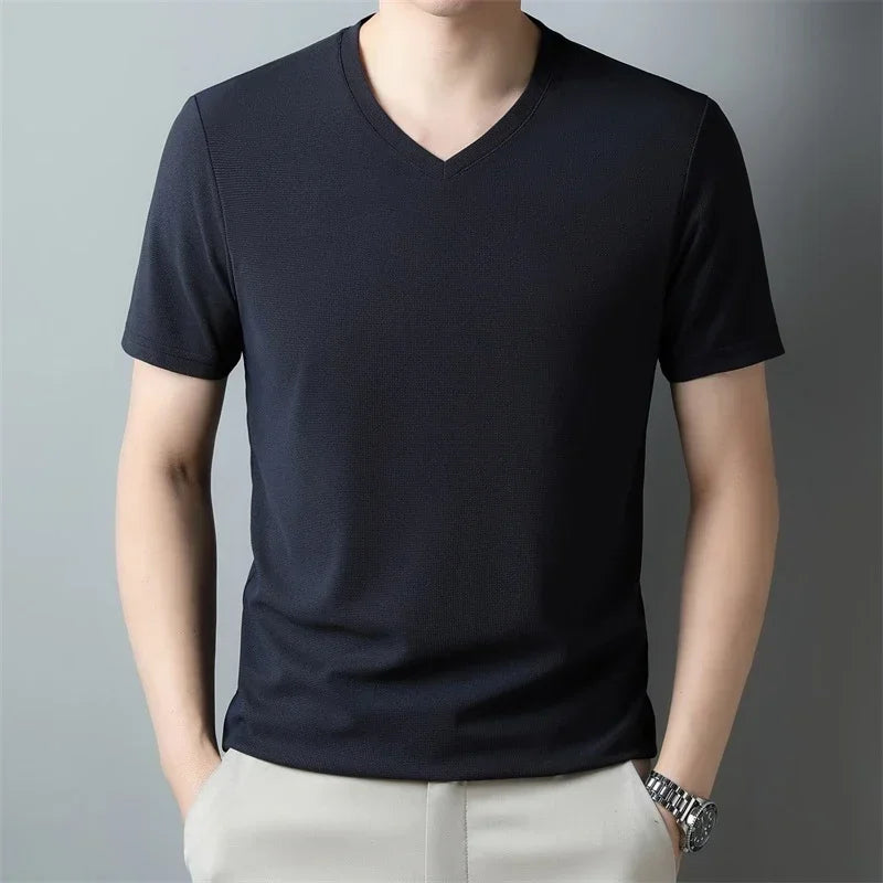 Men's Waffle Knit V-Neck Short-Sleeve T-Shirt — view 5 of t-shirts