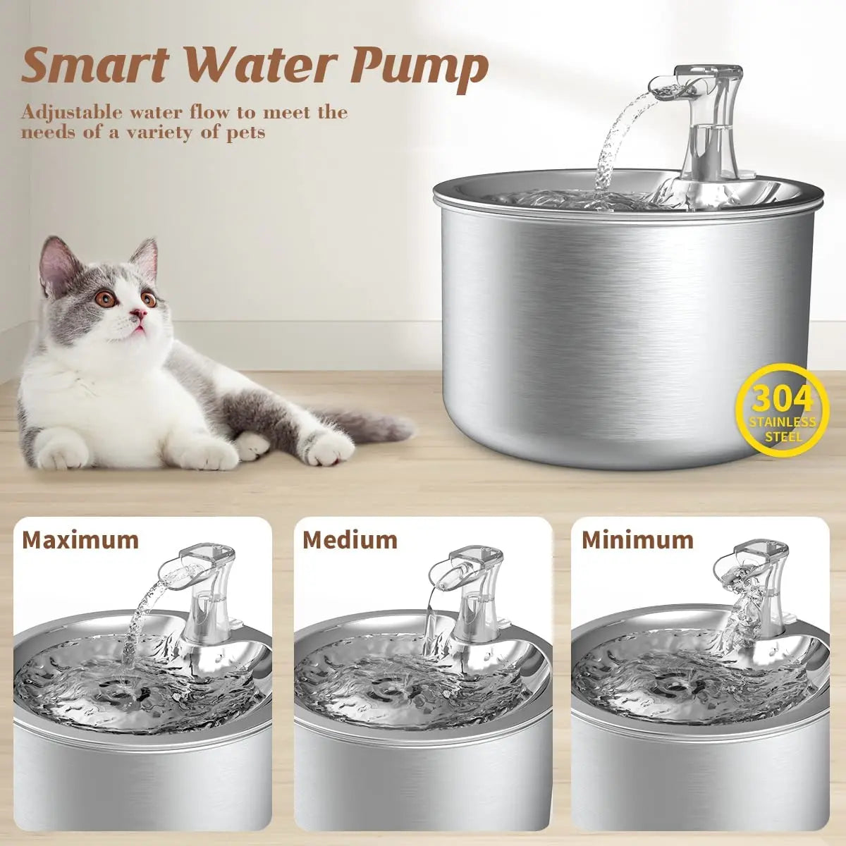 2L Stainless Steel Automatic Pet Water Fountain — view 3 of home & kitchen