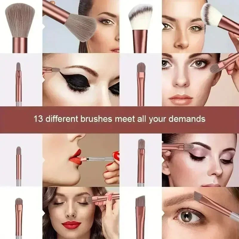 Professional soft fluffy makeup brush set for foundation powder and blush — view 4