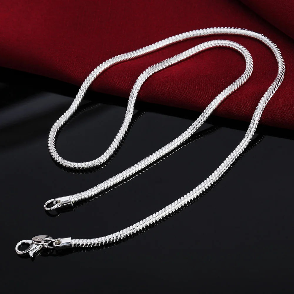 Unisex 925 Sterling Silver Snake Chain Necklace — 1-3mm Solid Fashion Jewelry