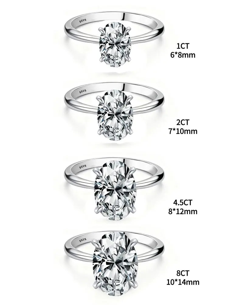 Women's 925 Sterling Silver 1-8CT Zircon Oval Ring — Engagement Wedding Jewelry — view 4 of jewelry