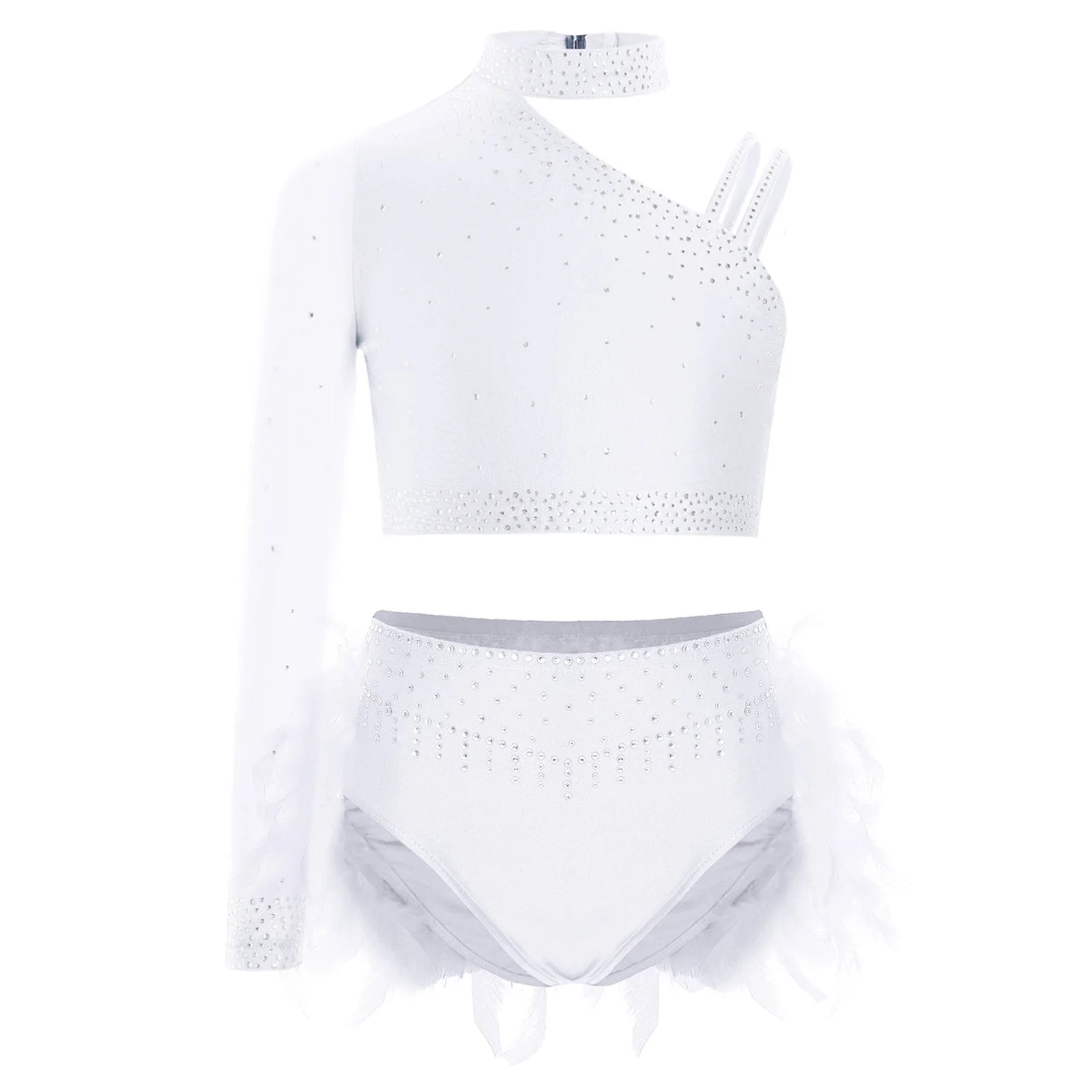 Kids Girls Ballet Dance Set - Rhinestone Top & Skirt Performance Costume — view 12 of dance costumes