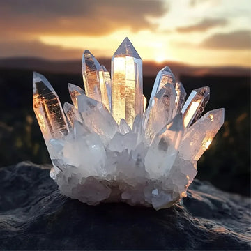 Crystal & Gemstone Clear Quartz Cluster — Spiritual Healing Crystal Decor Ornament — view 1 of crystal & gemstone