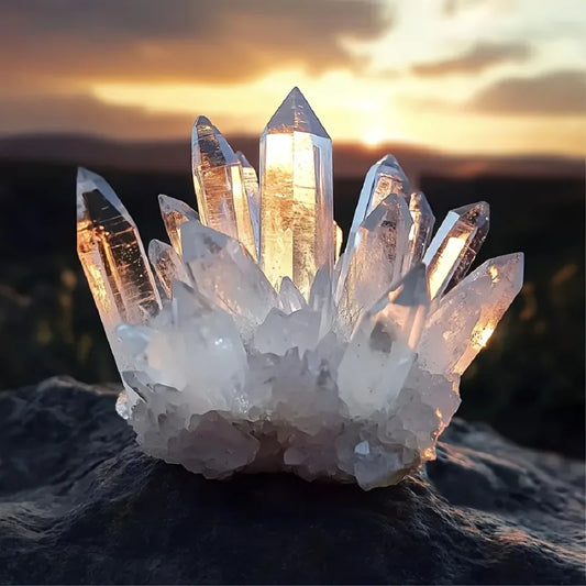Crystal & Gemstone Clear Quartz Cluster — Spiritual Healing Crystal Decor Ornament — view 1 of crystal & gemstone