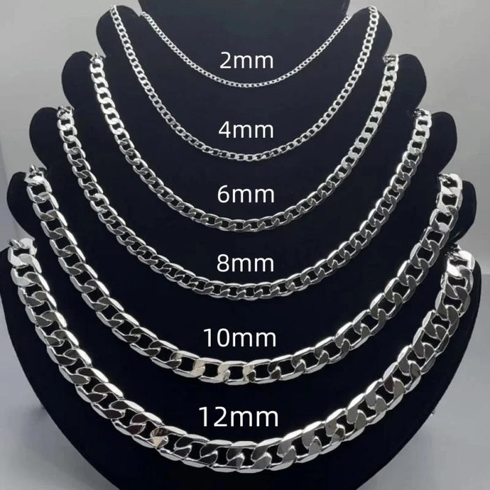 Men's 925 Sterling Silver Cuban Link Chain Necklace — 2-12mm Face Chain Jewelry — view 1 of jewelry