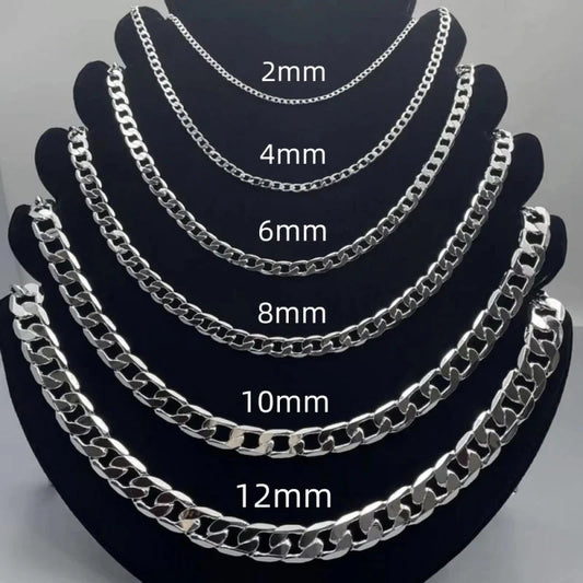 Men's 925 Sterling Silver Cuban Link Chain Necklace — 2-12mm Face Chain Jewelry — view 1 of jewelry
