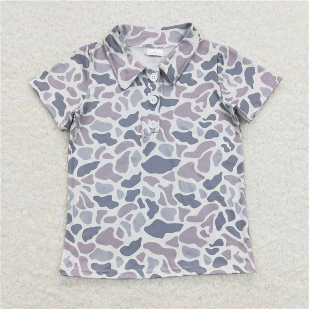Baby Boys Camo Short Sleeve Tee - Button-Detail Outdoor Top — view 1 of kids tops