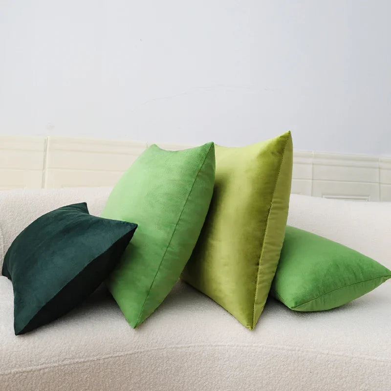 Green Velvet Cushion Cover &mdash; 18&times;18 in Nordic Decorative Pillowcase for Living Room Sofa — view 2 of cushion covers & pillow cases
