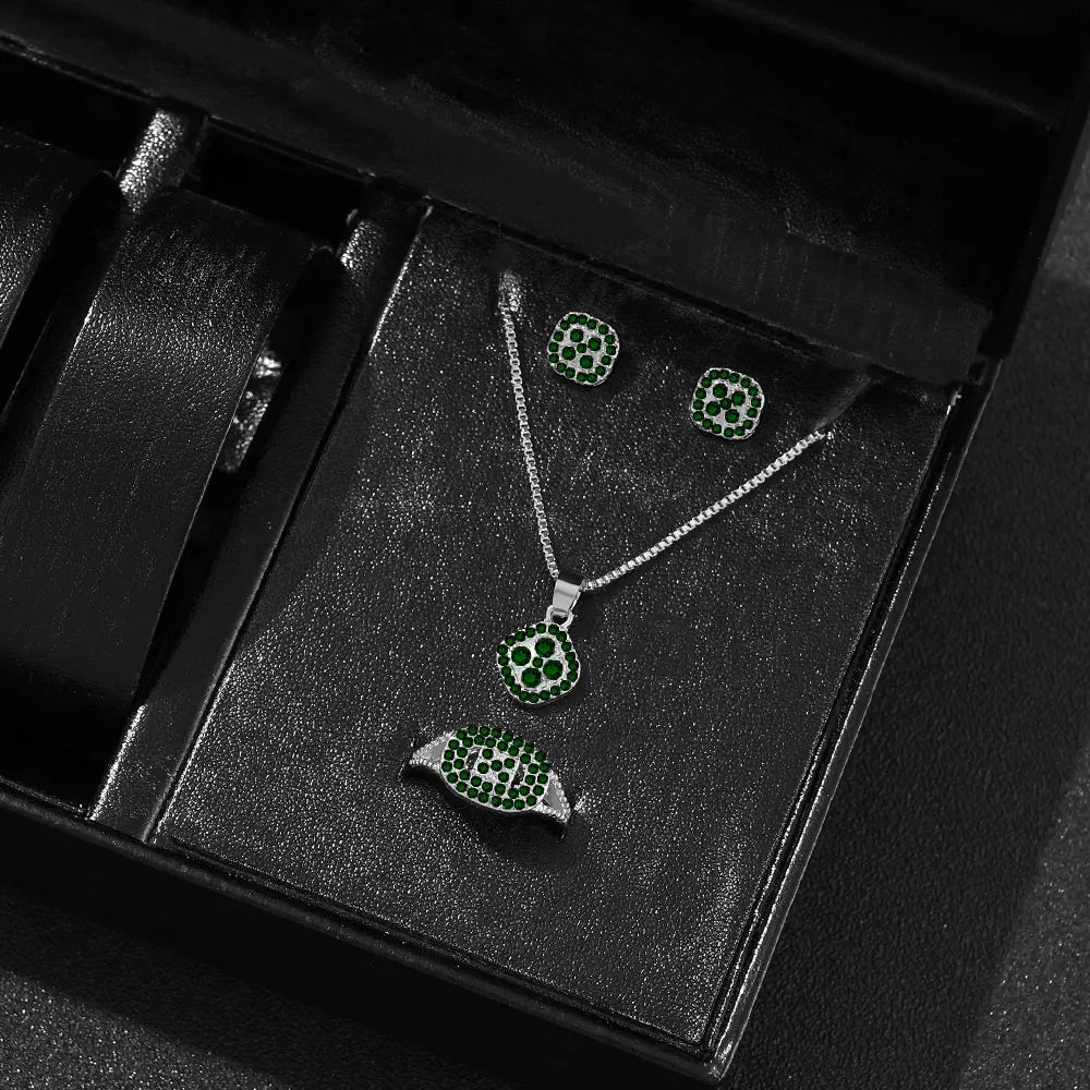 Luxury Cube Crystal Jewelry Set Women's Elegant Necklace Earrings Bracelet Statement Set — view 15 of jewelry sets
