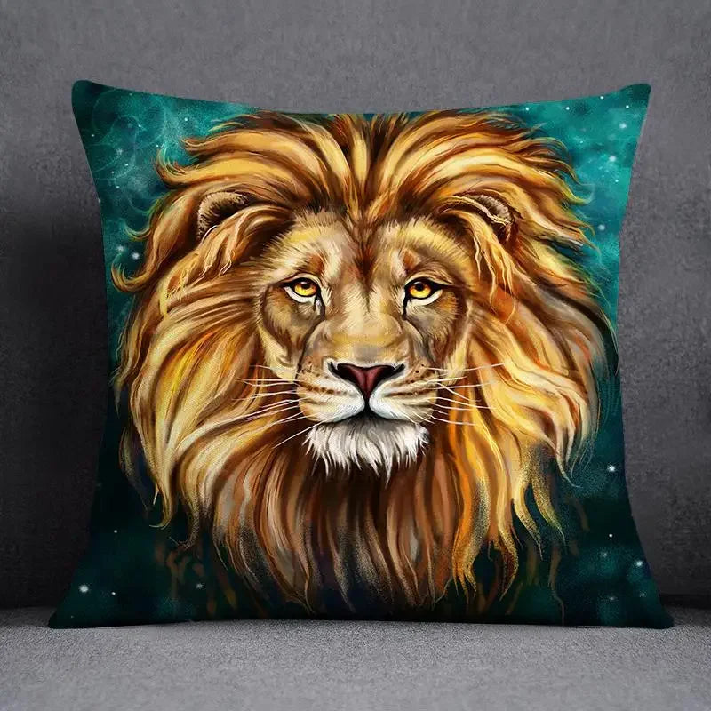 Dark Green Floral Cushion Cover &mdash; Modern Square Animal Print Pillow Case for Sofa &amp; Office