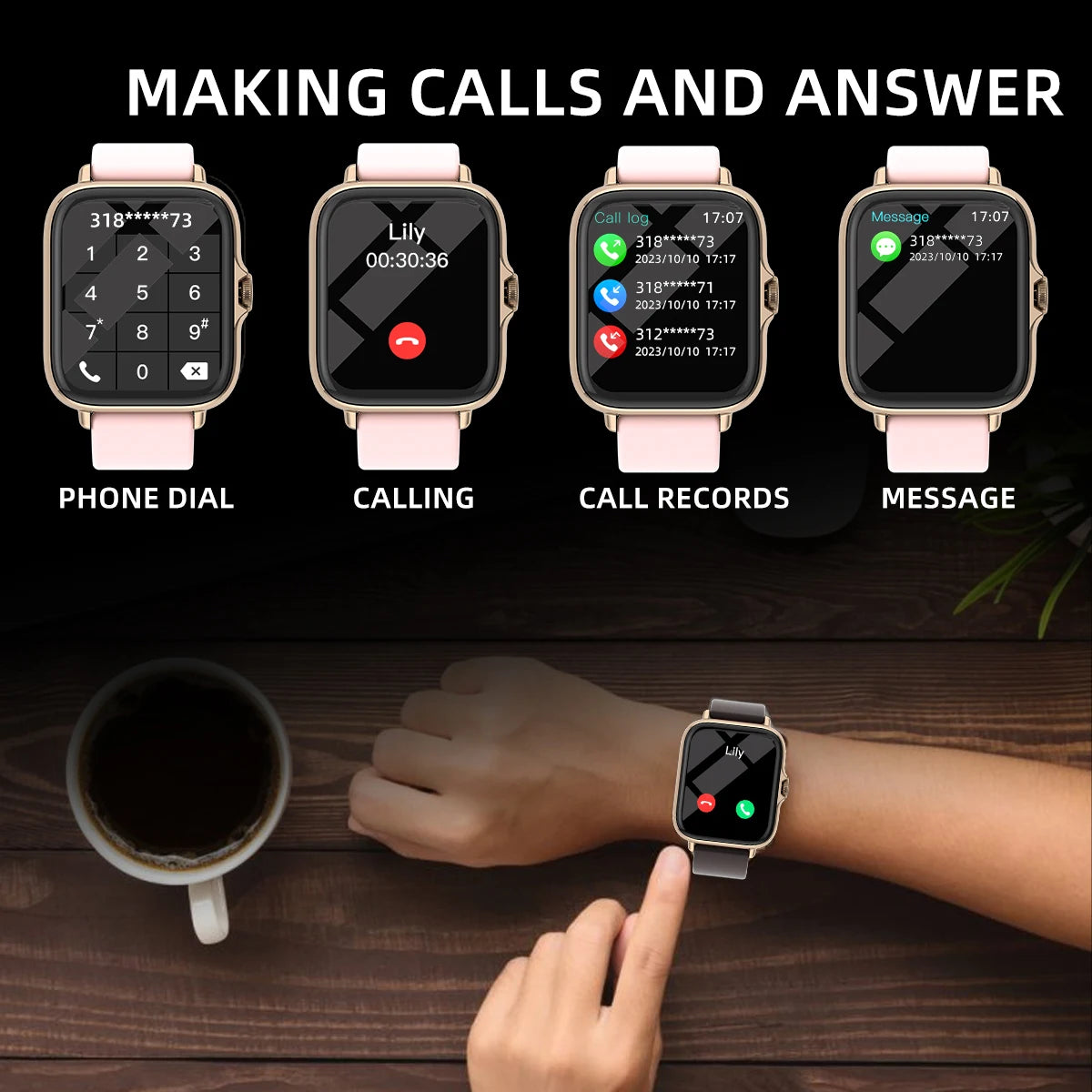 1.83in Waterproof Smart Watch — Bluetooth Call Sleep Monitor Sports Pedometer Smartwatch — view 4 of smart watches