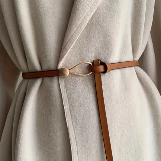 Belts Vintage Knotted PU Leather Waistband — No-Hole Decorative Tie Belt — view 1 of belts