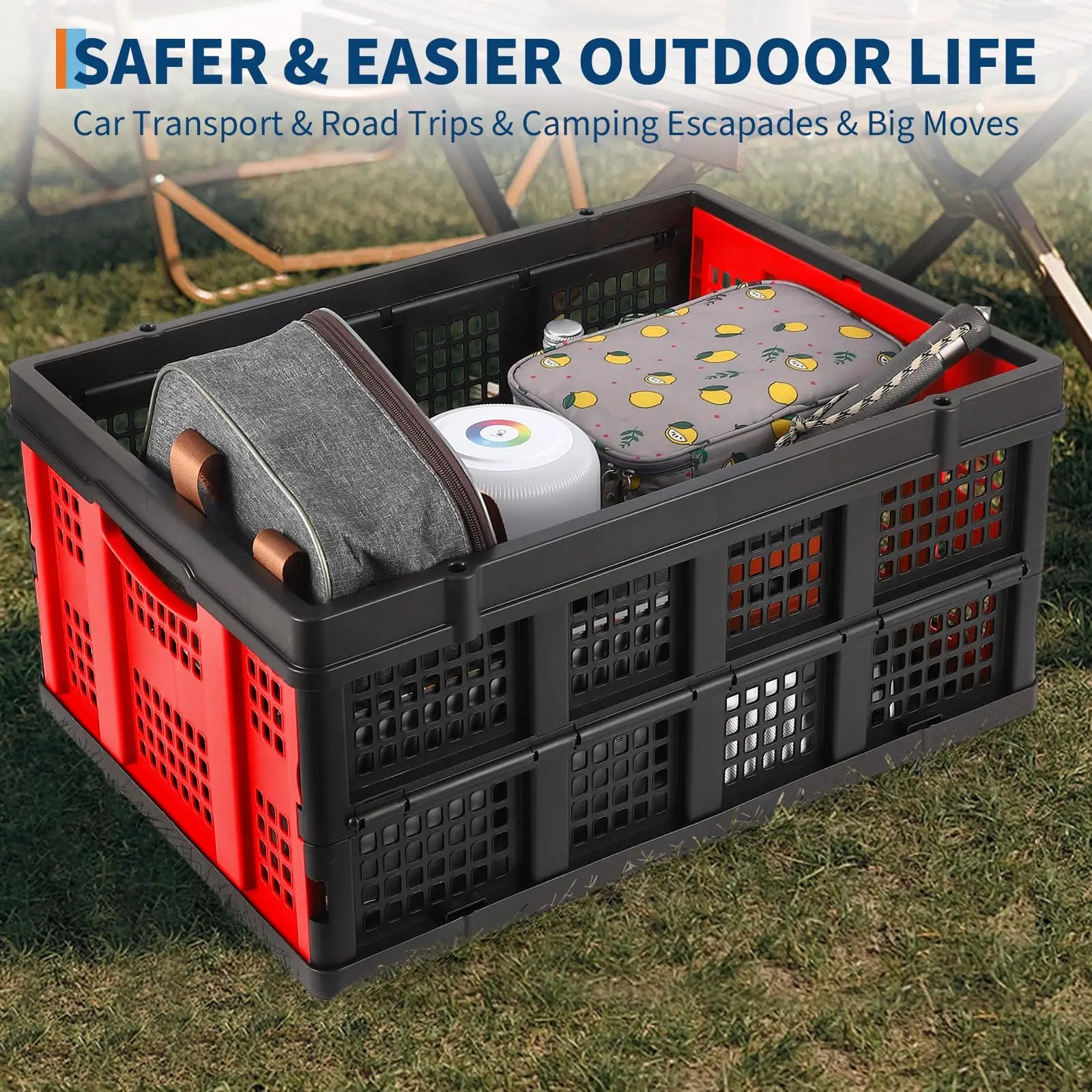55L Collapsible Stackable Storage Crate, Heavy-Duty Folding Bin — product photo 5