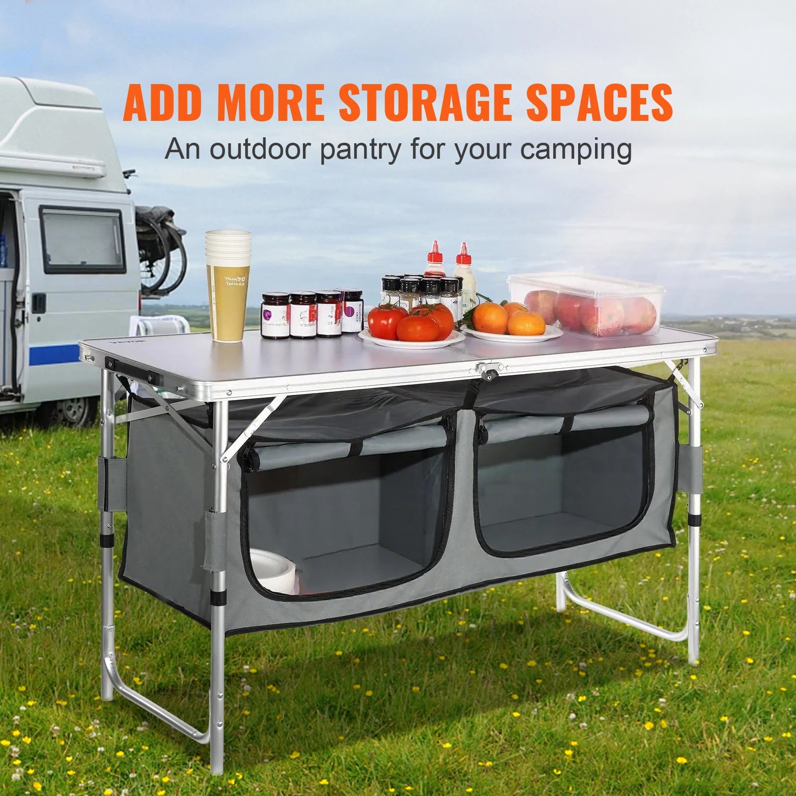 SucceBuy Aluminum Camping Folding Table — Quick-Set Cooking Station — view 2 of outdoor sports